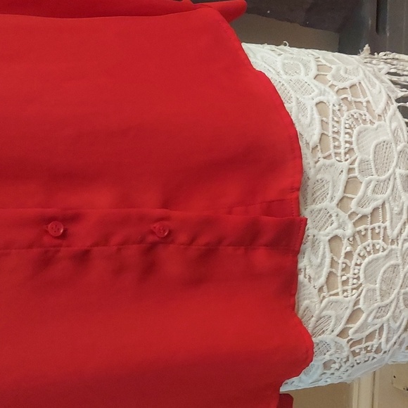 H&M Womens Red Button Down Long Sleeve Dress Blouse - Picture 4 of 11